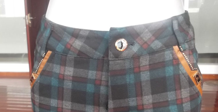 琴依娜<em>女裤批发</em> 类逸阳<em>韩版</em>秋冬款铅笔裤格子