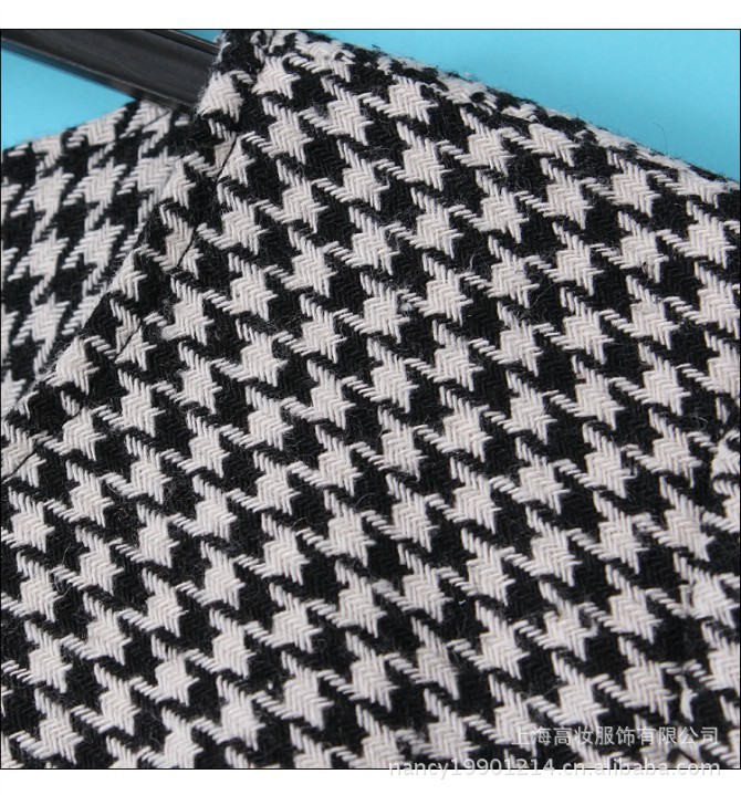 W0256 外贸服饰欧美简约大气VM<em>格子</em>短<em>外套女</em>