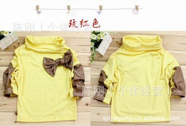 童装 女童新款堆堆领蝴蝶结装饰<em>蝙蝠衫外套</em>针