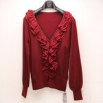 双双服装芮雅/GRVICE’F㊣】钻饰花边大V领纯色针织开衫 5211B