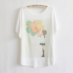 2012新款夏季日韓版汽球男孩寬松蝙蝠衫休閑女裝短袖T恤批發X6089