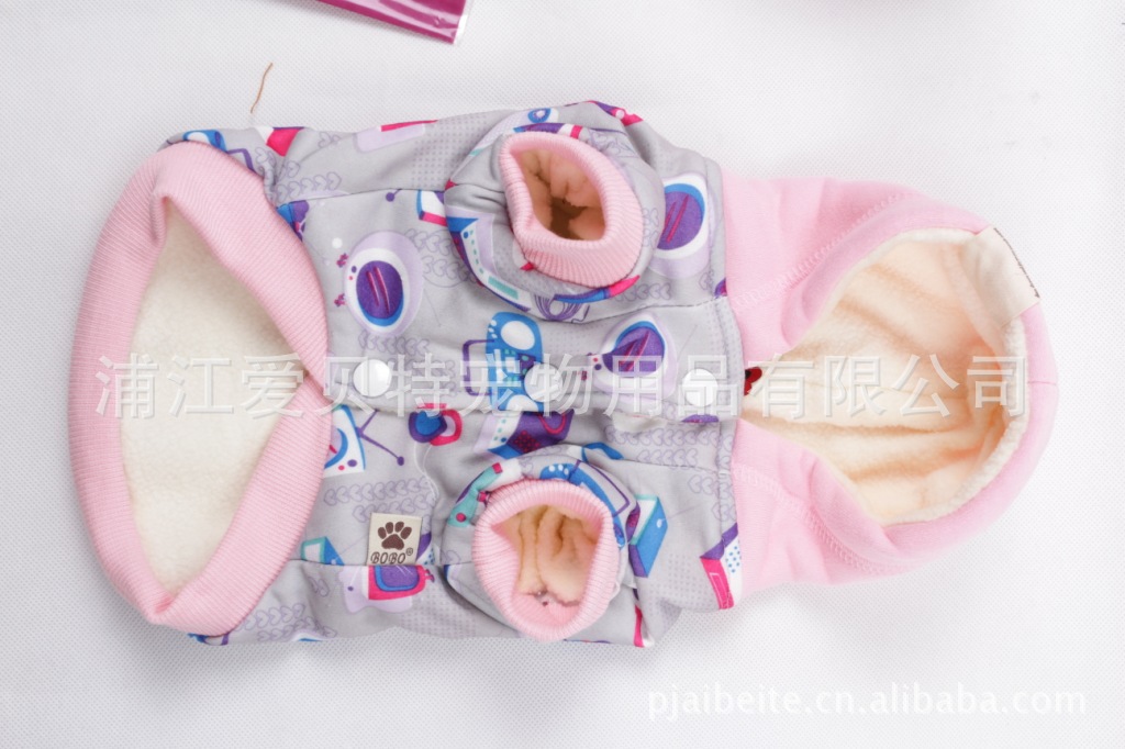 寵物用品工廠 高品質印花時尚寵物棉衣 狗棉衣 戴帽狗棉衣工廠,批發,進口,代購