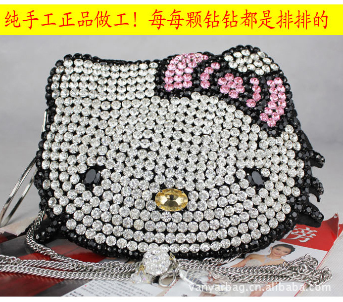 KT貓2013新韓版熊貓包 hello kitty包水鉆包手工編織包卡通女包工廠,批發,進口,代購