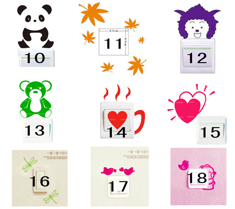 牌墙贴一代精雕供应厂家直销开关贴批发卡通花