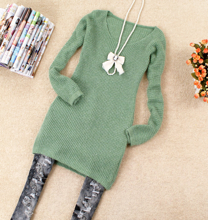 新款 韩版秋冬长袖圆领针织衫<em>长宽</em> <em>打底</em>修身毛