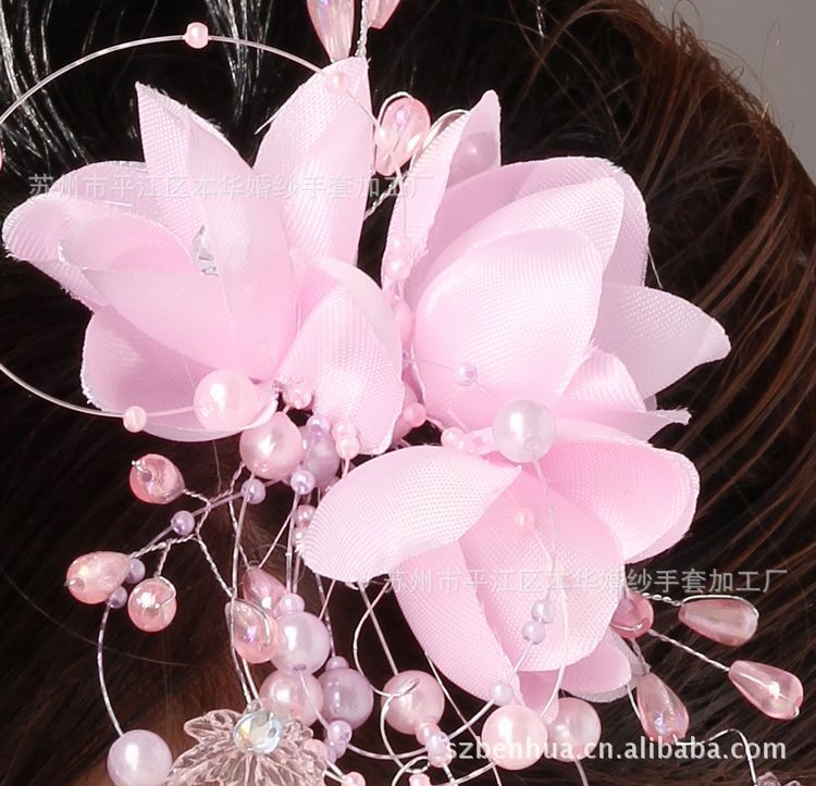 批发新娘结婚头饰发饰品粉色新娘头饰 新娘头花