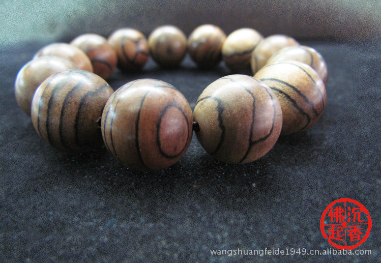 沉香精品 越南虎皮沉香手链手串 大气款 淡淡清