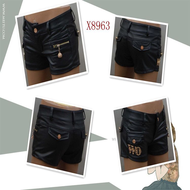 X8963侧<em>拉链皮短裤</em>正品2012秋冬<em>新款</em>韩版女