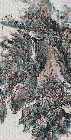 名家书画张法汀真迹纯手绘山水画 苍山浑厚坚如铁
