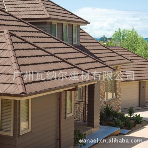 彩石金属瓦 厂家供应 木纹型彩石金属瓦 别墅屋面彩瓦 ROOFINF TILE