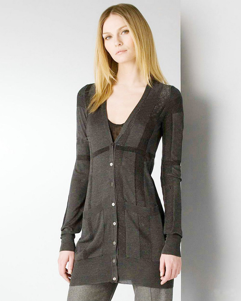 批发采购女式毛衣-镂空<em>高端中长款羊毛开衫</em>长