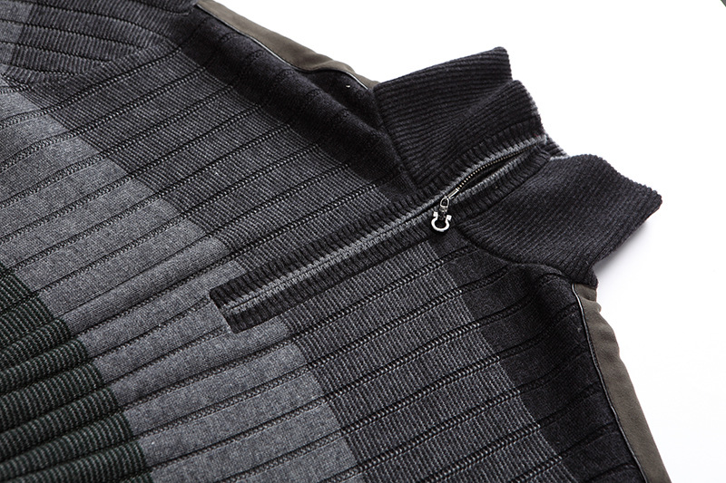 <em>品牌男士</em>长袖<em>毛衣</em> 高立领<em>羊毛</em>衫 渐变条纹加厚