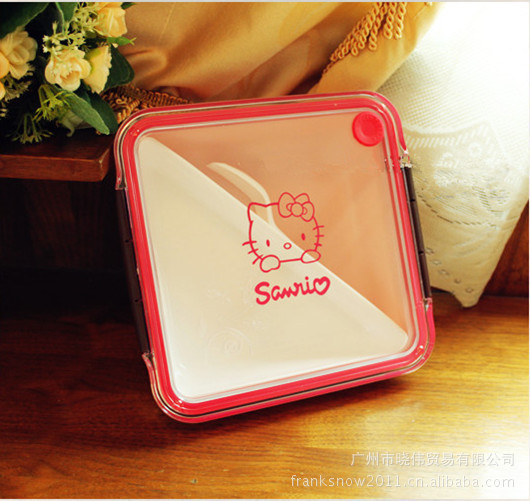 Hello Kitty貓頭型飯盒 KT便當盒 貓頭可愛飯盒 糖果盒工廠,批發,進口,代購