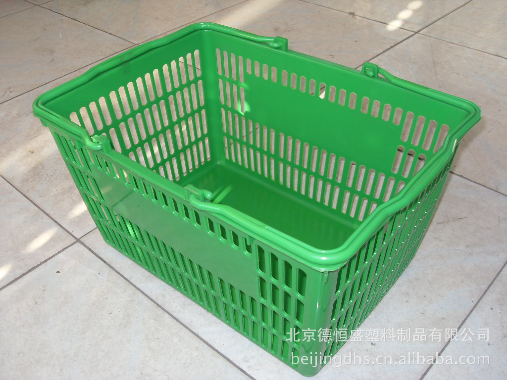物篮 手提篮 塑料 超市购物篮筐 绿色 450*320*