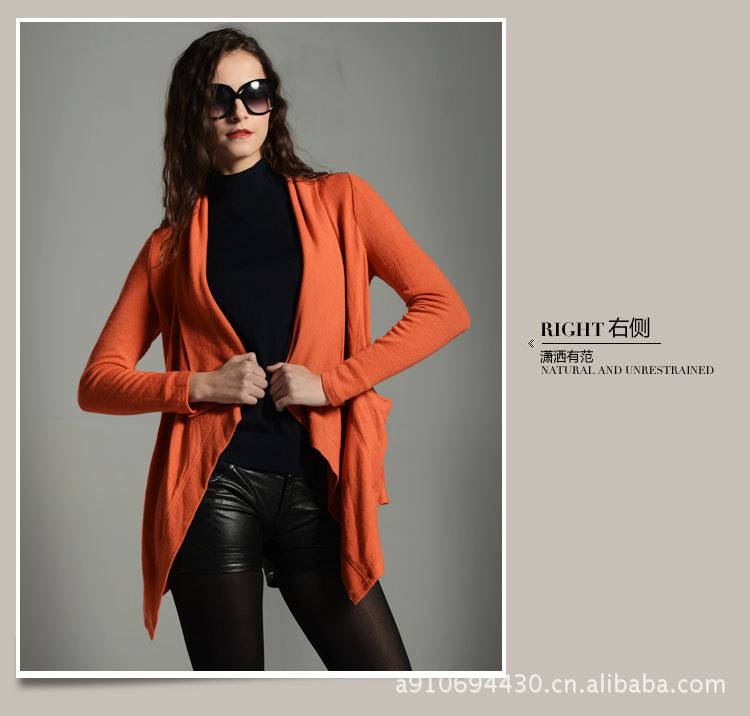 【欧版毛衣外套OL气质<em>不规则</em>中<em>长款开衫</em>针织