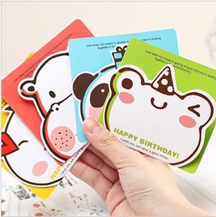 韩国文具礼品 韩版可爱卡通 动物头像 小卡片 生日贺卡 万能卡