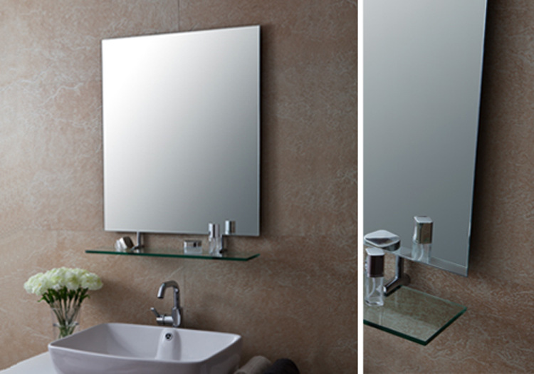 【银晶 防水 卫生间 镜子 浴室镜 带化妆品板】