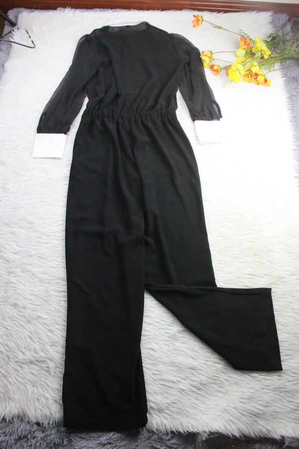 2013春夏女装时尚黑色真丝连体裤连身裤女式