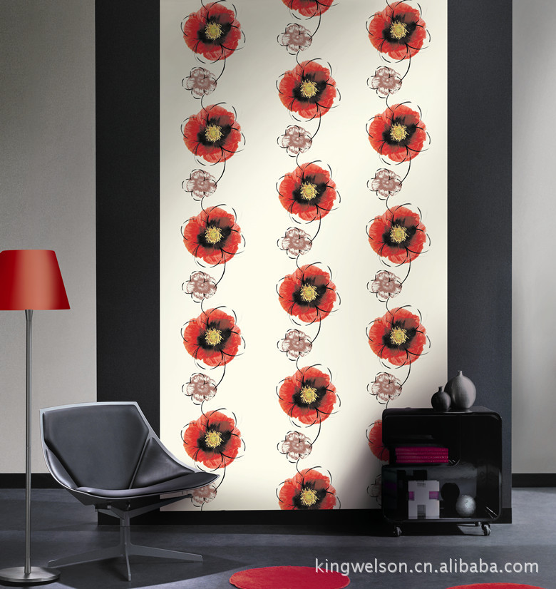 【花梦语 现代 大花型 客厅卧室背景墙纸 PVC