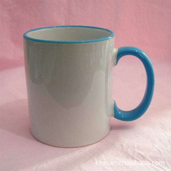 供应一级边彩杯 热转印用 杯口杯把彩色马克杯图片_7