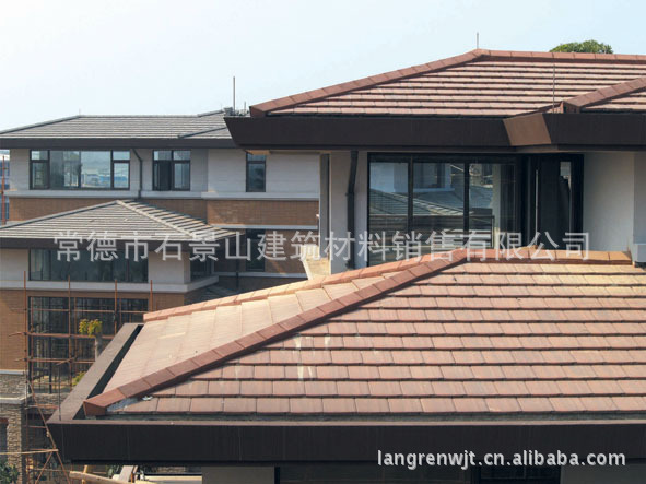 农村房屋建筑别墅屋顶装饰用彩色水泥平板瓦批