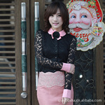 GF844 2012春装新款女装 韩版配胸花精致蕾丝长袖衬衫