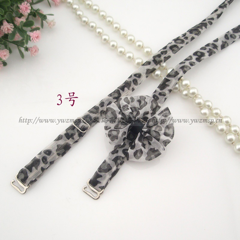 【性感雪纺豹纹双肩肩带 韩版<em>时尚</em>蝴蝶结<em>文胸</em>