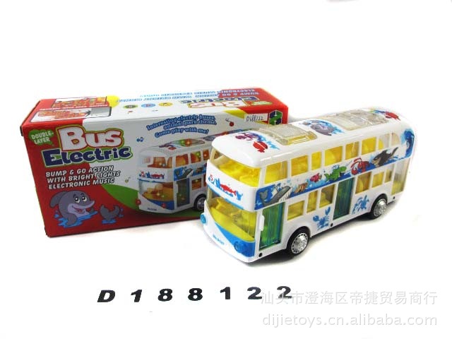 【供应批发双层巴士白色海洋动物 英文 红\/白 两