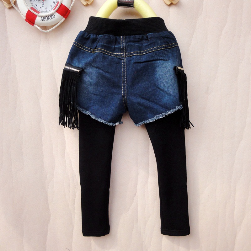 2012<em>儿童冬装</em>可爱百搭牛仔<em>短裤</em>打底裤假两件