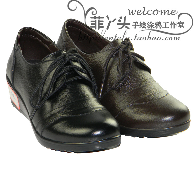 韩版潮鞋真皮妈妈鞋平底女鞋单鞋平跟女式鞋坡