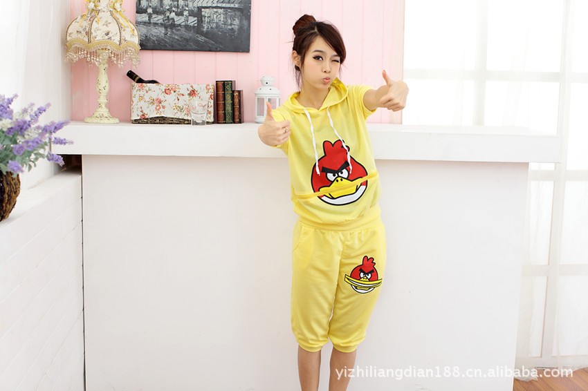 新款<em>少女装</em> 休闲<em>运动装</em> 短袖卫衣夏季套装可爱