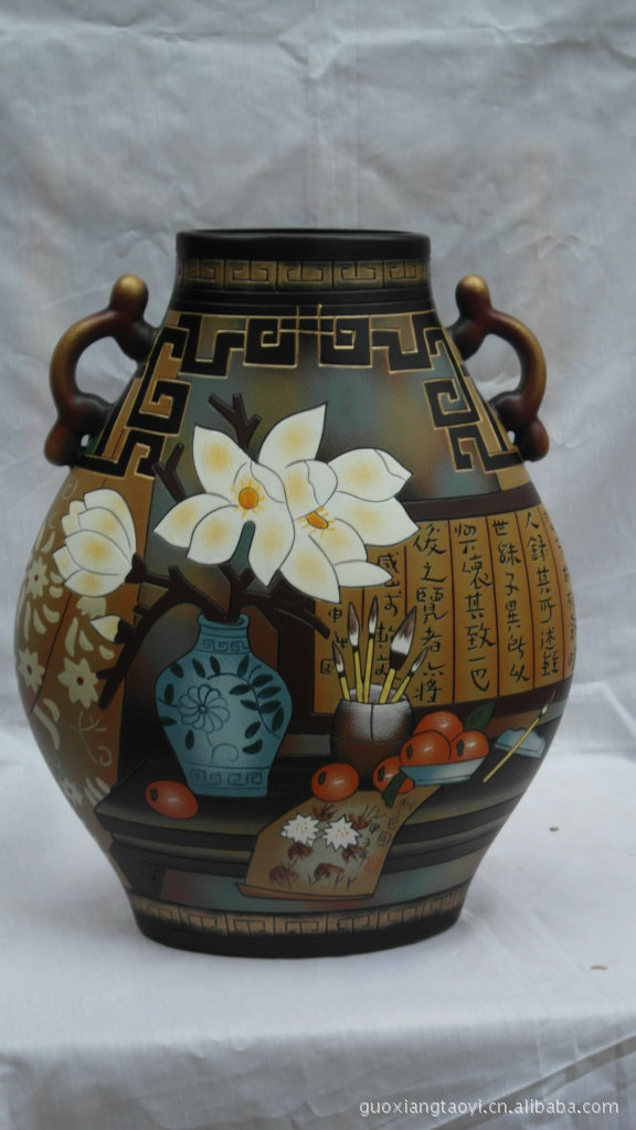 陶瓷工艺品,彩陶艺术品,高档陶艺礼品,纯手工雕刻,绘画工艺品图片_1