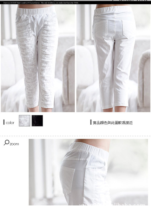 Y181089 蕾丝拼接七分裤 <em>时尚女裤批发</em> 淘宝代
