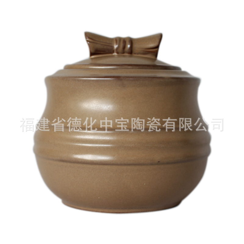 新品陶瓷茶葉罐復古根節冰裂密封罐子 可裝260g茶葉左右