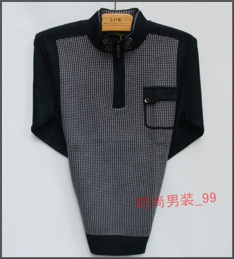 【中年男装 新款毛线<em>毛衣</em> <em>中老年男翻领毛衣</em> 老