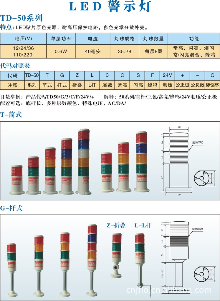 LED警示灯，机床工作灯，筒式底座多层信号灯