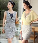 8%活动商品styleonme韩国进口韩版条纹淑女连衣裙OMLD00081936