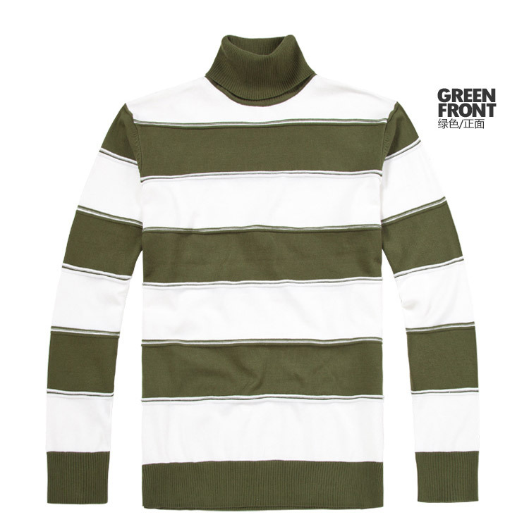 2012广州潮牌男装代理批发 高领条纹内外撘T