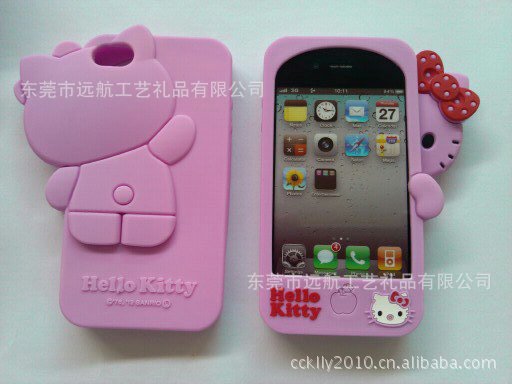 蘋果4代矽膠手機套，kt貓手機套，hello kitty 趴趴貓手機套粉色批發・進口・工廠・代買・代購