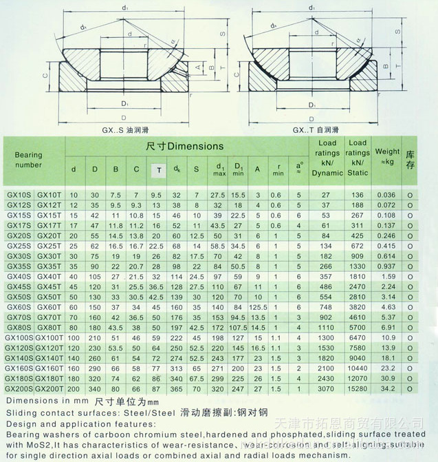 gx50t轴承/关自润滑推力关节轴承/关节轴承型号齐全