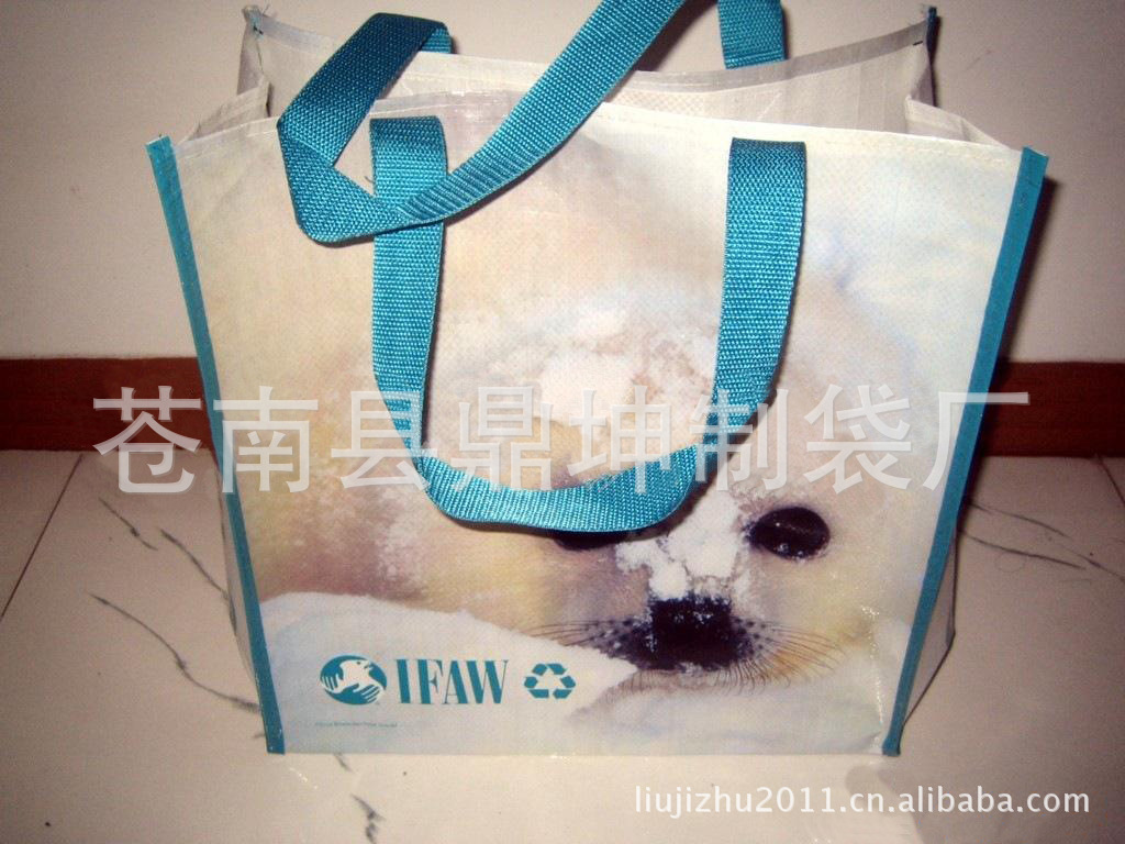 厂家生产彩印编织覆膜手提袋 编织购物袋 编织礼品袋手提袋