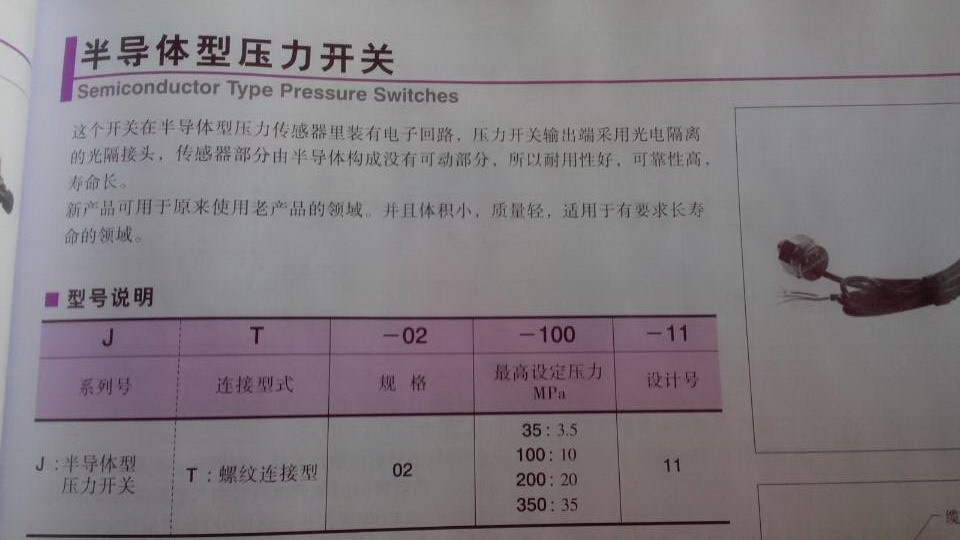 YUKEN压力开关说明