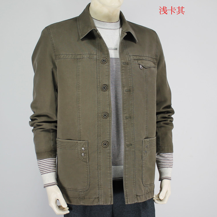 男式夹克<em>外套</em>男装纯棉夹克男新款<em>秋装</em>爸爸装中