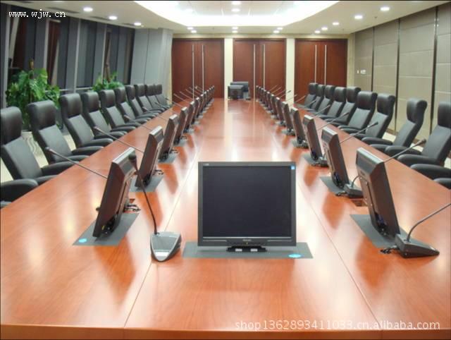 供应湖南湘潭带显示屏升降器会议桌 图片