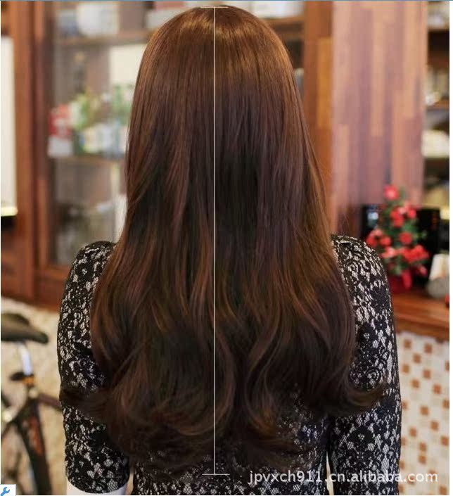 采购假发-韩国时尚假发长直发齐刘海长<em>卷发</em>微