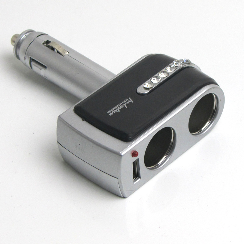 点烟器-WF-201钻石USB 一分二 电源分配器 点