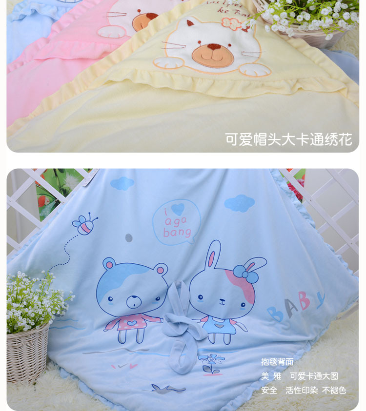 6628新生兒寶寶脫膽抱被1米水晶絨抱毯更多細節2