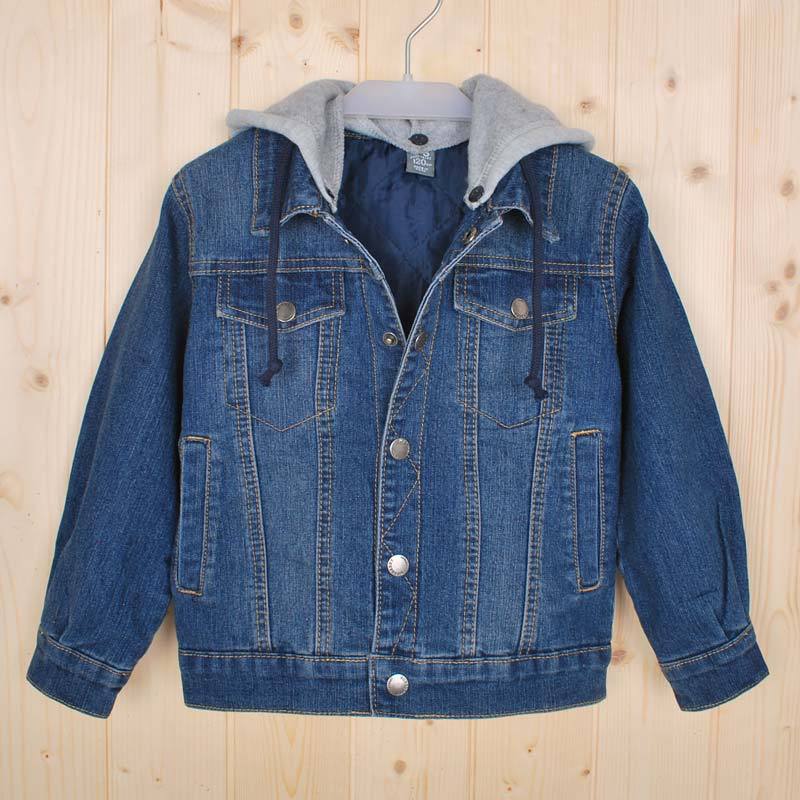 男童韩版加厚夹棉修身短款<em>牛仔</em>服 秋冬童装外
