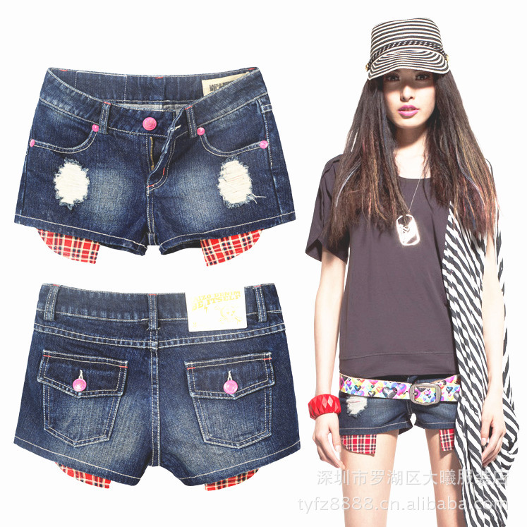 时尚女装白搭修腰靓丽牛仔短裤