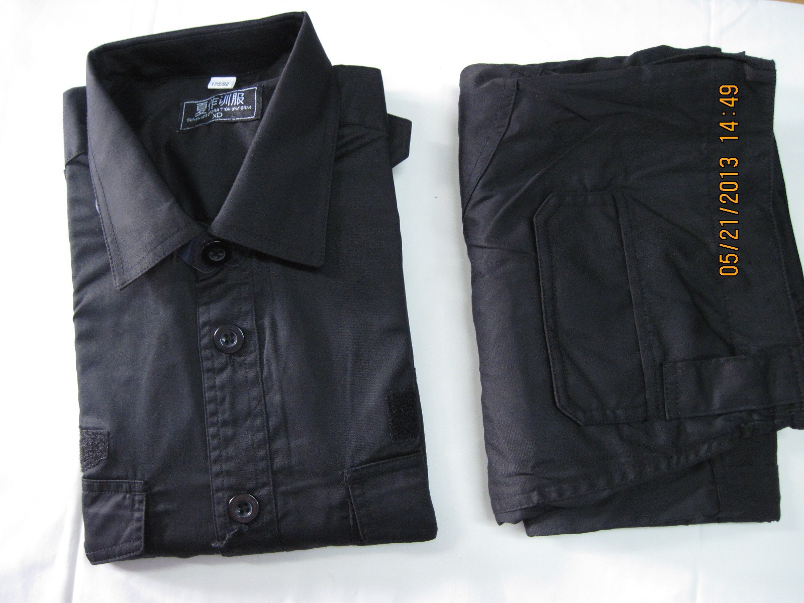 【直供藏青斜纹面料,保安特勤人员立领短袖作